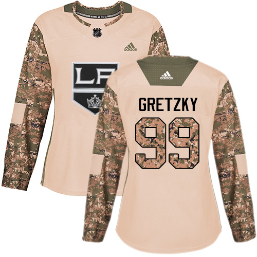 Adidas Kings #99 Wayne Gretzky Camo Authentic Veterans Day Women's Stitched NHL Jersey